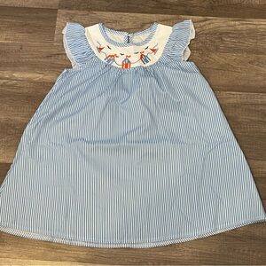SHEIN girls machine smocked smock dress size 4 lighthouses
